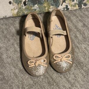 Sparkly Gold Kids Dress Shoes with Bow